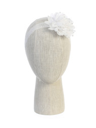 Lace Stretch Headband with a Rhinestone Studded Chiffon Flower