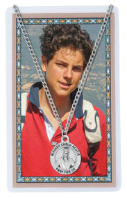 Blessed Carlo Acutis Pewter Medal with Prayer Card 