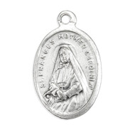 1" Oval Antiqued Silver Oxidized Mother Cabrini Medal