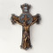 10.25" Two Toned Benedict Wall Crucifix. Resin/Stone Mix. 10.25"H x 1.5"W x 6.75"D

 