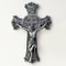 10.25" Silver tone Benedict Wall Crucifix. Resin/Stone Mix. 10.25"H x 6.75"W x 1.5"D