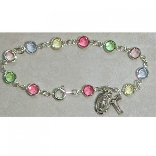 Deluxe Adult Multi Crystal Bracelet with Sterling Silver Wire

