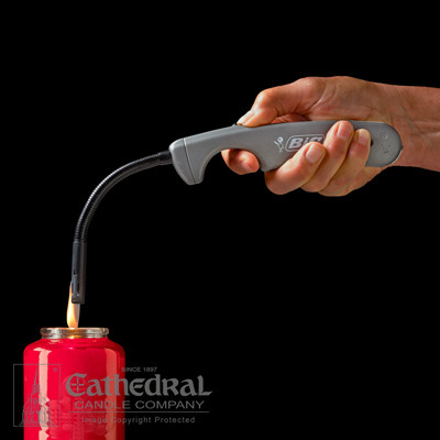 Easy to use disposable lighter. Features an flexible wand head specifically designed to easily reach down into the votive container. Eliminates potential problems caused by matches or broken lighting sticks. Retractable hook for easy storage.