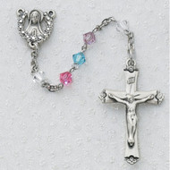 5 Millimeter Multi-Color Swarovski Rosary. Sterling Silver Silver Crucifix and Center. Deluxe Gift Box Included


