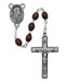 4 x 6 Millimeter Brown Wood Rosary. Pewter Crucifix and Sacred Heart of Jesus Center. Deluxe Gift Box Included

