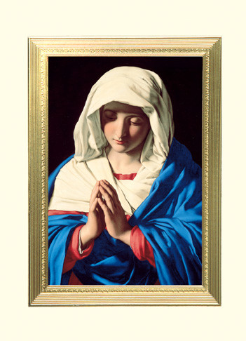  The Virgin In Prayer Healing Mass Card- "The Virgin in Prayer" Healing Mass Card ~ 4-7/8" x 6-3/4" ~ 100 per box ~ Gold Foil Embossing.
Inside verse: A Spiritual Gift for Healing
The Holy Sacrifice of the Mass
will be offered for the intentions of 
_____________
at the request of 
_____________.
May God's healing presence comfort you.
Rev. _________________

 