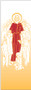 Jesus with Children Banner ~ creates a warm atmosphere, inspiring peace, quiet and prayer
In Raytex DM, 100% man-made. Large Size: 9-7/8 X 3-1/4 feet
Finished at top with open hem; with wooden rod, two wooden apples and hanging cord
Metal dowel at bottom incorporated into hem.
These items are imported from Europe. Please supply your Institution’s Federal ID # as to avoid an import tax.  Please allow 3-4 weeks for delivery if item is not in stock.