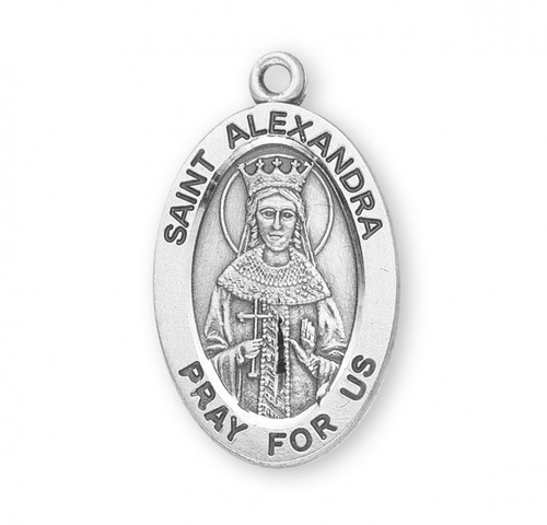 Patron Saint of Humanity ~ Sterling silver 7/8" oval medal with a 18" genuine rhodium plated chain. Medal comes in a deluxe velour gift box. Engraving option available.