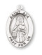 Sterling silver oval medal with a 18" genuine rhodium plated curb chain. Dimensions: 0.9" x 0.6" (22mm x 14mm). Weight of medal: 1.9 Grams. Medal comes in a deluxe velour gift box. Engraving option available. Made in the USA