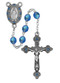 7 Millimeter Blue Beads Rosary with Blue Stones on Crucifix and Miraculous Centerpiece