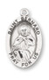 Sterling silver St Bernard 7/8" oval medal. St Bernard medal comes with a 20" Genuine rhodium plated curb chain. Medal comes in a deluxe velour gift box. Engraving option available. Made in the USA.