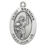 Patron Saint of Boatmen; Divers; Mariners; Sailors; Travelers; Whales.  Sterling silver, 7/8" oval medal with a 20" genuine rhodium plated chain. Medal comes in a deluxe velour gift box. Engraving option available.