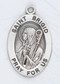Patron Saint of Ireland, Travelers, Babies, Midwives. Sterling silver, 7/8" oval medal with a 18" genuine rhodium plated chain. Medal comes in a deluxe velour gift box. Engraving option available.
