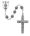 7 Millimeter Imitation Hematite Bead  Rosary. Pewter Crucifix and Center. Deluxe Gift Box Included