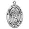 Sterling silver oval medal with a 20" genuine rhodium plated curb chain. Dimensions: 0.9" x 0.6" (22mm x 14mm). Weight of medal: 1.9 Grams. Medal comes in a deluxe velour gift box.  Made in the USA