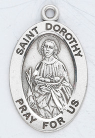 Patron Saint of Brides and Newlyweds - Sterling silver 7/8" oval medal with a 18" genuine rhodium plated chain. Medal comes in a deluxe velour gift box. Engraving option available.