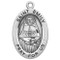 Sterling silver oval medal with a 18" genuine rhodium plated curb chain. Dimensions: 0.9" x 0.6" (22mm x 14mm). Weight of medal: 1.9 Grams. Medal comes in a deluxe velour gift box. Engraving option available. Made in the USA