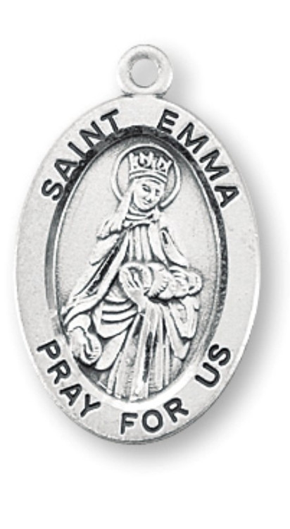 Patron Saint of lost families - Sterling silver oval medal with a 18" genuine rhodium plated curb chain. Dimensions: 0.9" x 0.6" (22mm x 14mm). Weight of medal: 1.9 Grams. Medal comes in a deluxe velour gift box. Engraving option available. Made in the USA