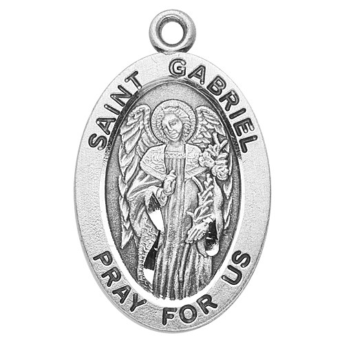 Patron Saint of Communicators, Radio Broadcasters, Messengers, Postal Workers. Sterling silver oval medal with a 20" genuine rhodium plated curb chain. Dimensions: 0.9" x 0.6" (22mm x 14mm). Weight of medal: 1.9 Grams. Medal comes in a deluxe velour gift box. Engraving option available. Made in the USA