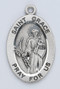 Patron Saint of Spain- Sterling silver 7/8" oval medal with an 18" genuine rhodium plated chain. Comes in a deluxe velour gift box. Engraving option available.