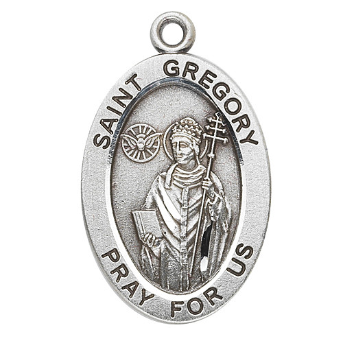 Patron Saint of Educators and Teachers, Students and Scholars, Choirs and Singers and Musicians, Masons and Stonecutters. Sterling silver 7/8" oval medal with a 20" genuine rhodium plated chain. Medal comes in a deluxe velour gift box. Engraving option available.