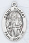 
St. Hubert-Patron Saint of Hunters. Sterling silver oval medal with a 20" genuine rhodium plated curb chain. Dimensions: 0.9" x 0.6" (22mm x 14mm). Weight of medal: 1.9 Grams. Medal comes in a deluxe velour gift box. Engraving option available. Made in the USA