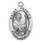 7/8" sterling silver oval medal with a 20" genuine rhodium plated chain.  Comes in a deluxe velour gift box. Engraving option available.