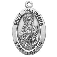 Patron Saint of Babies, Children, Adults seeking Purity and Chastity ~ 7/8" oval sterling silver medal with an 18" genuine rhodium plated chain. Comes in a deluxe velour gift box. Engraving option available.