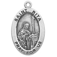 Patron Saint of Hopeless Situations, Impossible Situations, Healing Wounds ~ 7/8" oval sterling silver medal with an 18" genuine rhodium plated chain. 
Dimensions: 0.9" x 0.6" (22mm x 14mm)
Weight of medal: 1.9 Grams.
Comes in a deluxe velour gift box. Engraving option available.