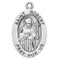 7/8" oval sterling silver medal with a 20" genuine rhodium plated chain. Comes in a deluxe velour gift box. Engraving option available. Patron Saint of Catechists & Catechumens, Canon Lawyers