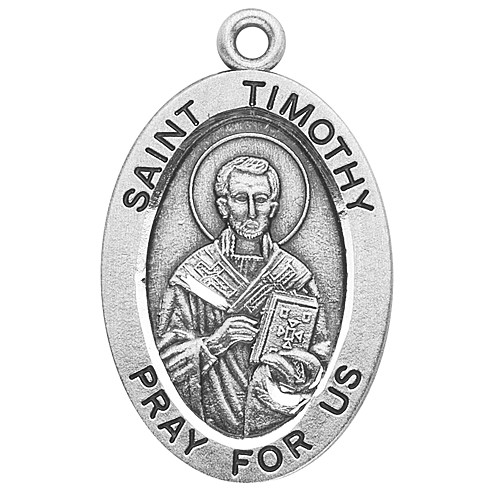 Patron Saint of the Stomach and Intestines ~ Sterling silver 7/8" oval medal with a 20" genuine rhodium plated chain. Comes in a deluxe velour gift box. Engraving option available.