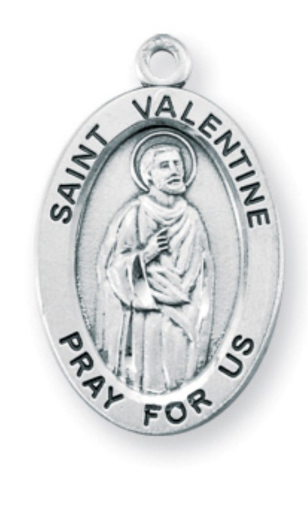 Patron Saint of Lovers ~ Sterling silver 7/8" oval medal with a 20" genuine rhodium plated chain. Comes in a deluxe velour gift box. Engraving option available.