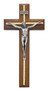 10" Walnut Cross with Hammered Brass Overlay.  Silver corpus. Packaged in a deluxe gift box