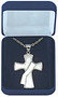 Sterling Silver Deacon's Cross. Measures 1-1/2" wide x 2" long. This beautiful emblem exquisitely captured in highly polished sterling silver. Includes a 28" Rhodium plated chain