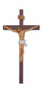 10" Cherry Stained Cross with hand painted Italian Corpus and INRI.  Packaged in a deluxe gift box