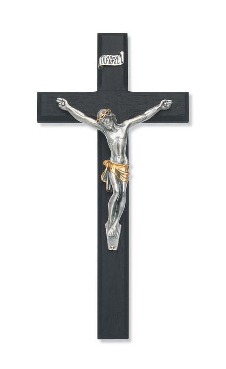 10" Black  Cross with Two-Toned Italian Corpus. Packaged in a deluxe gift box