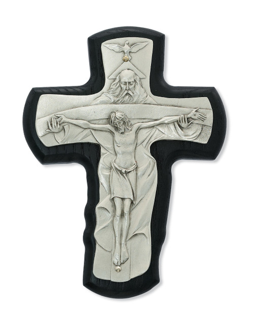 81-43   5.5"  Black Stained Trinity Crucifix. Perfect for that Confirmation gift! Packaged in a deluxe gift box