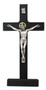 80-62 8" BlackStained ~ 8" Standing Crucifix with Silver Corpus and Gold Halo.