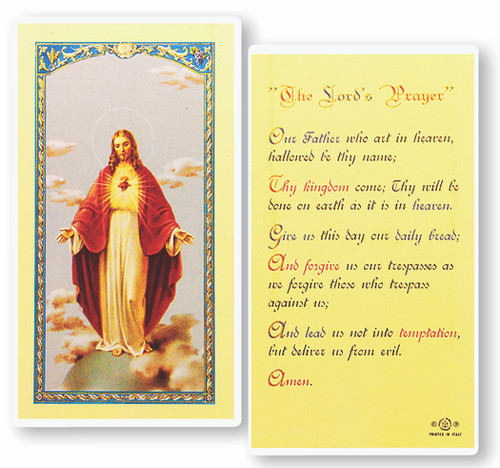 The Lord's Prayer, Sacred Heart Laminated Holy Card