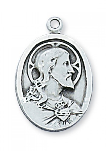 3/4" Sterling Silver Scapular Medal. 20" Rhodium Plated Chain. Deluxe Gift Box Included

