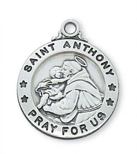 Sterling Silver Saint Anthony 15/16" Medal. Medal comes on a  20" rhodium chain. Deluxe Gift Box Included Made in the USA

