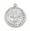 3/4"  Sterling Silver Saint Christopher Medal. St Christopher Medal comes on an 18" rhodium plated chain.  A deluxe gift box is included. Made in the USA