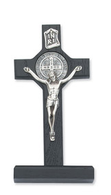 80-89 ~ 6" Standing St. Benedict Crucifix stained in Black.  Packaged in a deluxe gift box