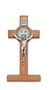 80-90 ~ 6" Standing St. Benedict Crucifix stained in Walnut.  Packaged in a deluxe gift box
