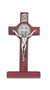 80-91 ~ 6" Standing St. Benedict Crucifix stained in Cherry. Packaged in a deluxe gift box. 