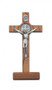 Standing 10.5 Walnut Stain St. Benedict Crucifix with Silver Corpus 