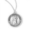 13/16" St. Christopher Medal .  Medal is .925 sterling silver and comes on an 18" Genuine rhodium plated curb chain. St Christopher medal comes in a deluxe velour gift box. Made in USA.