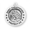 7/8" Sterling Silver Saint Christopher round medal-pendant.  Dimensions: 0.9" x 0.8" (22mm x 20mm). An 18" Genuine rhodium plated curb chain is included. Medal comes in a deluxe velour gift box. Made in the USA