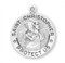 Sterling Silver Round  St. Christopher Medal.  Sterling Silver Round  St. Christopher Medal comes with a 20" genuine rhodium plated curb chain.  Dimensions: 0.9" x 0.8" (24mm x 20mm).  Sterling Silver Round  St. Christopher Medal  comes in a deluxe velour gift box. Made in the USA