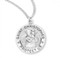 Sterling Silver Round  St. Christopher Medal.  Sterling Silver Round  St. Christopher Medal comes with a 20" genuine rhodium plated curb chain.  Dimensions: 0.9" x 0.8" (24mm x 20mm).  Sterling Silver Round  St. Christopher Medal  comes in a deluxe velour gift box. Made in the USA